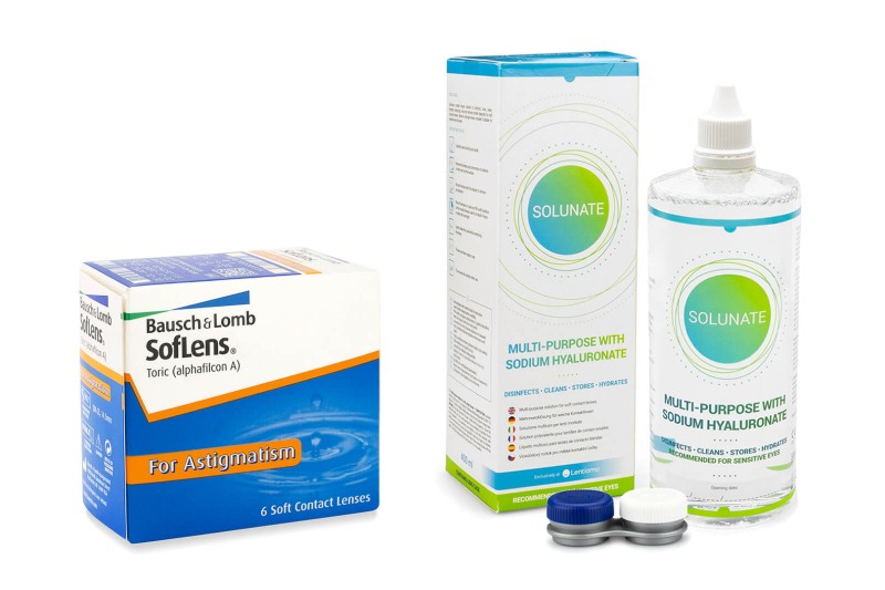 SofLens Toric (6 čoček) + Solunate Multi-Purpose 400 ml s pouzdrem Soflens Měsíční čočky torické balíčky